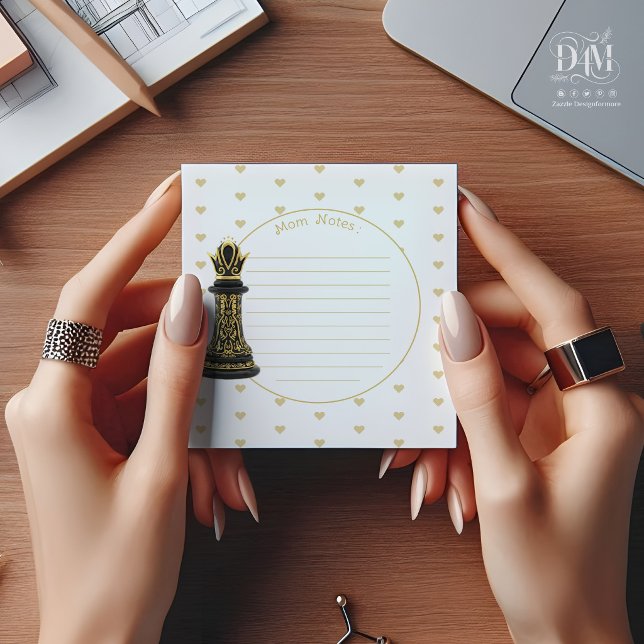 MOM Queen of my life, Golden Script Black Chess  Notepad (Creator Uploaded)