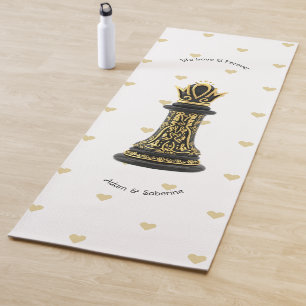 MOM Queen of my life, Golden Script Black Chess  Yoga Mat