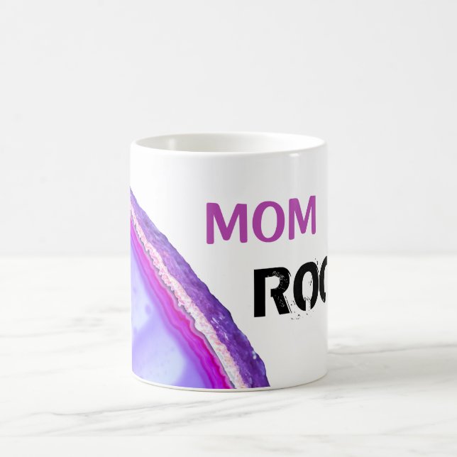 *~* MOM ROCKS Stones Lapidary Agate Crystals Coffee Mug (Center)