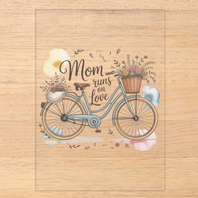 Mom Runs On Love Acrylic Invitations (Front)