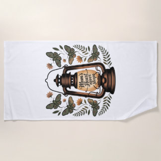 Mom’s Heart Never Sleeps Beach Towel