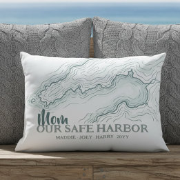 Mom Safe Harbor Topographic Map Coastal Heritage Outdoor Cushion