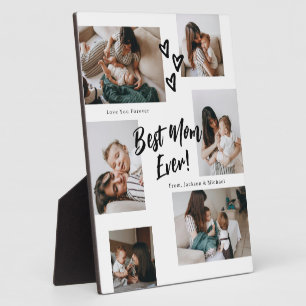Mom Script Typography 6 Photo Collage Plaque
