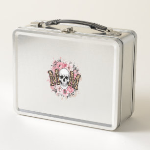Mom Skull Mama Leopard Skull Metal Lunch Box