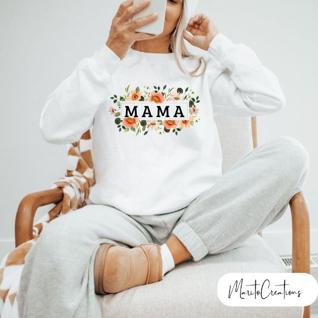 mom sweater t-shirt with flowers, minimalist desig (Creator Uploaded)