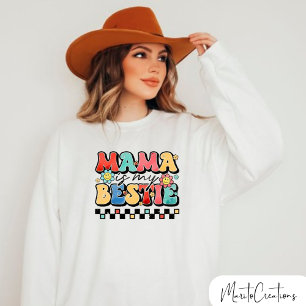 Mom sweater with floral design and retro lettering