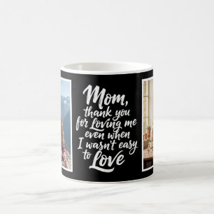 Mom Thanks For Loving Me Brush Script Photo Black Coffee Mug