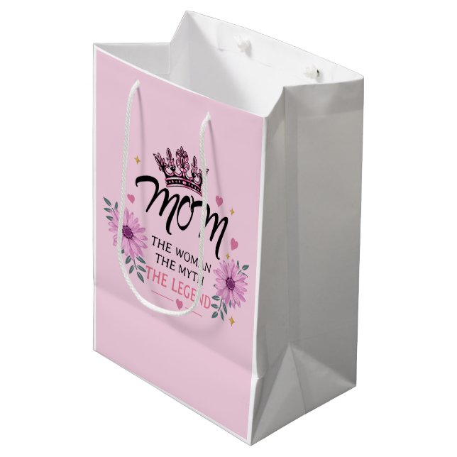 Mom The Legend Mother's Day Gift Medium Gift Bag (Front Angled)