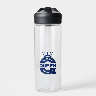 Mom The Queen Blue Creative Typography Water Bottle