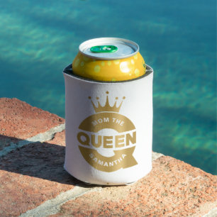 Mom The Queen Gold Creative Typography Can Cooler