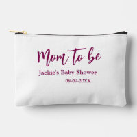 Mom to be baby shower name date pink simple minima