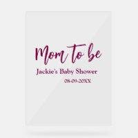 Mom to be baby shower name date pink simple minima