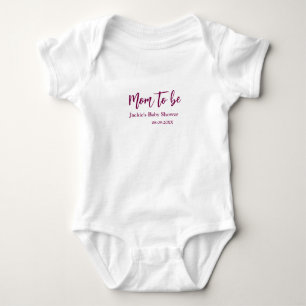 Mom to be baby shower name date pink simple minima bodysuit
