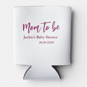 Mom to be baby shower name date pink simple minima can cooler