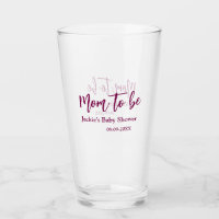 Mom to be baby shower name date pink simple minima