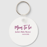Mom to be baby shower name date pink simple minima