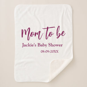 Mom to be baby shower name date pink simple minima sherpa blanket