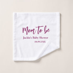 Mom to be baby shower name date pink simple minima wash cloth