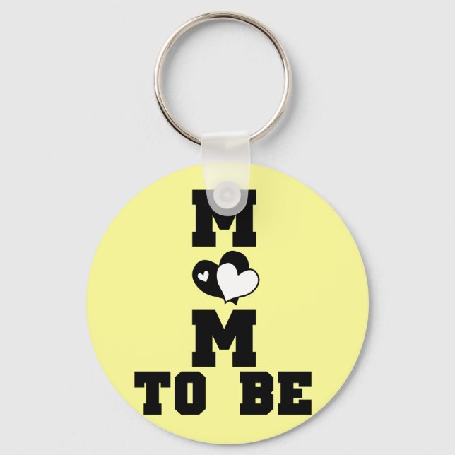 MOM to Be - Black Text Key Ring (Front)