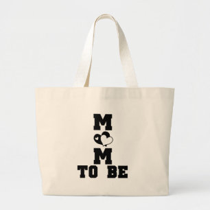 MOM to Be - Black Text Large Tote Bag