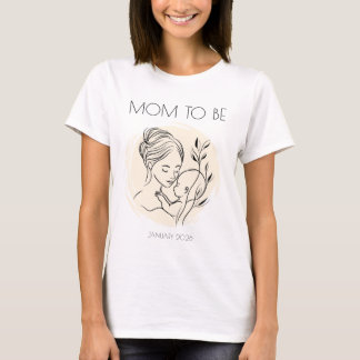 Mom to Be Due Date T-Shirt Minimalist Baby