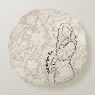 Mom-to-be Faux Lace  Round Cushion