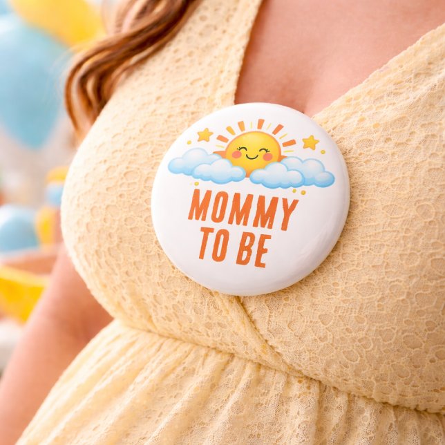 Mom To Be Sunshine Baby Shower Sun Clouds Theme 3 Cm Round Badge (Creator Uploaded)