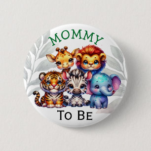 Mom to be Zoo Animals Baby Shower 6 Cm Round Badge