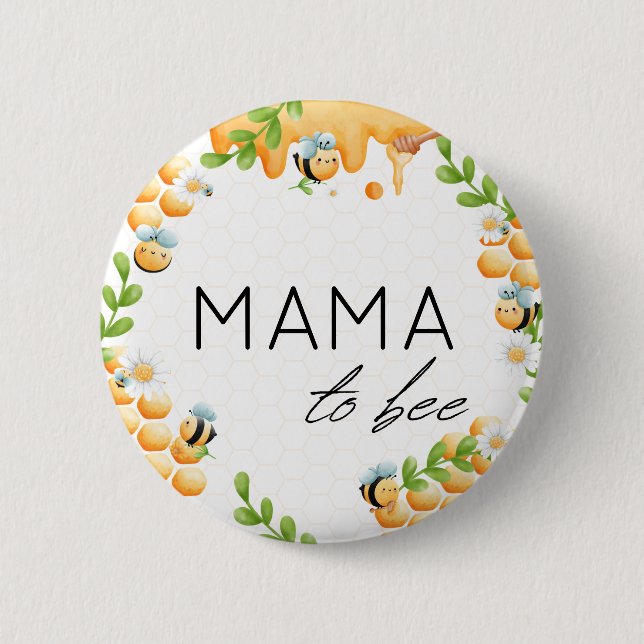 Mom to Bee Honey Bumble Bee Baby Shower 6 Cm Round Badge (Front)