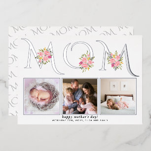 MOM typography photo Mothers Day real silver