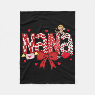 Mom Valentines Day Heart Nana Coquette Bow Nana Va Fleece Blanket