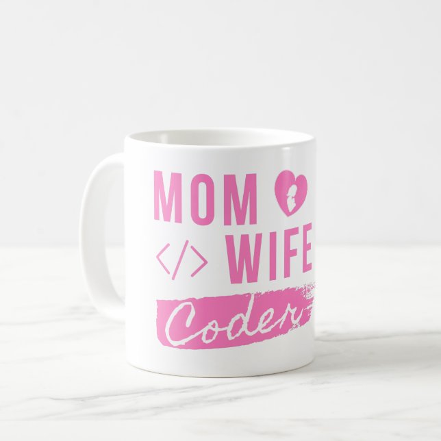 MOM WIFE CODER - CODER MOM  T-Shirt Coffee Mug (Front Left)