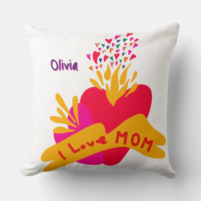 Mom with colorful hearts cushion (Front)