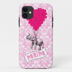 Mom with pink elephant iPhone 11 case