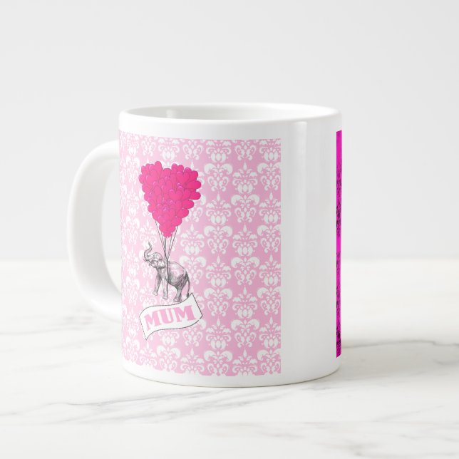 Mom with pink elephant large coffee mug (Front Left)