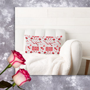 MOM/WOW: A Love Letter in Red on grey   Lumbar Cushion