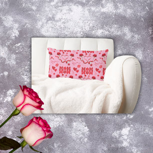 MOM/WOW: A Love Letter in Red on pink   Lumbar Cushion