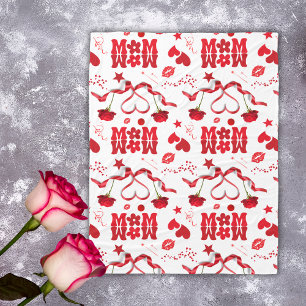 MOM/WOW: A Love Letter in Red on white Fleece Blanket