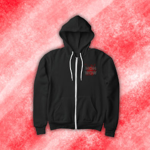 MOM WOW grey on red   Hoodie