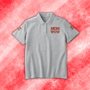 MOM WOW in red embroidery   Women's Polo