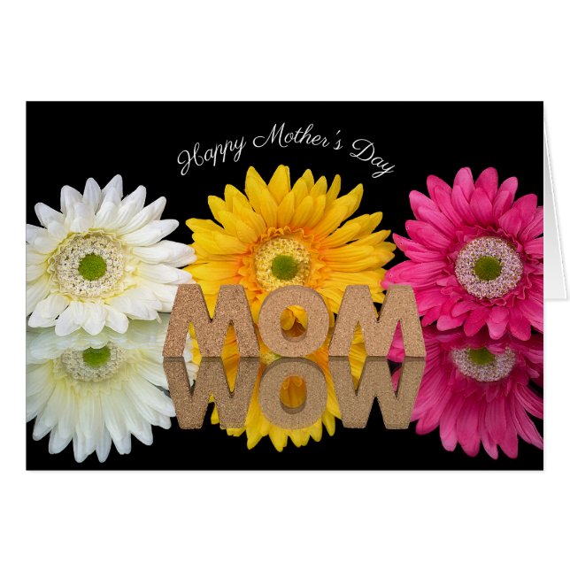 MOM-WOW with flower reflection on black mirror (Front Horizontal)