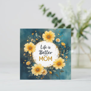 MOM Yellow Wildflowers Butterflies Card