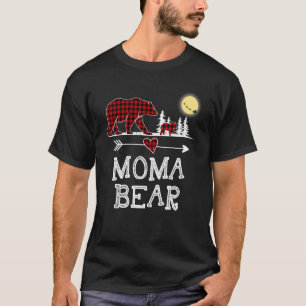 Moma Bear Christmas Pajama Red Plaid Buffalo for m T-Shirt