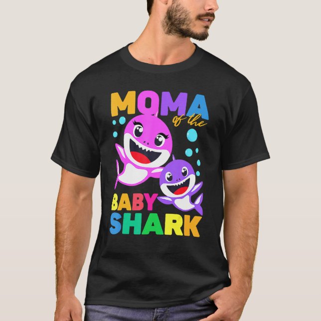 Moma Of The Baby Birthday Shark Moma Shark Christm T-Shirt (Front)