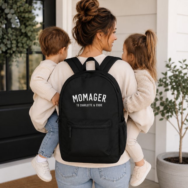 Momager Backpack | Custom Mum Bag With Kids Names (Personalized momager backpack with kids names for daycare, errands, travel, and mom life.)