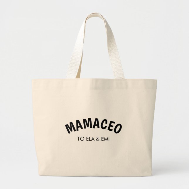 Momager | Modern Mum Manager Custom Names Large Tote Bag (Front)