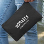 Momager | Modern Mum Manager Kids Names Accessory Pouch<br><div class="desc">Simple, stylish "Momager" custom quote art design with modern, minimalist typography in white in a bold trendy style on an off black background. The perfect gift or accessory for Mother's Day, your Mum's Birthday or just because! The words can easily be personalised with your own message for a gift as...</div>