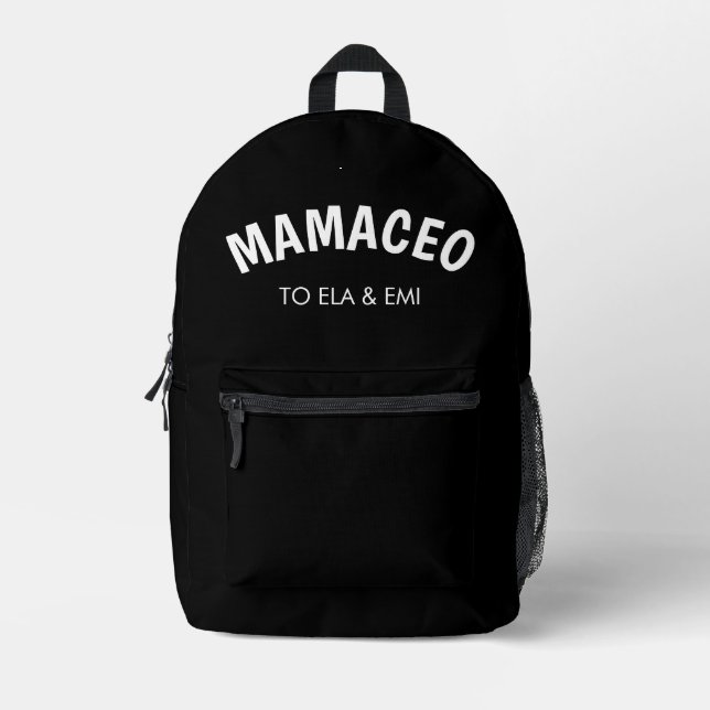 Momager Modern Mum Manager Kids Names Printed Backpack (Front)
