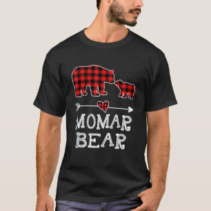 Momar Bear Christmas Pajama Red Plaid Buffalo Fami T-Shirt
