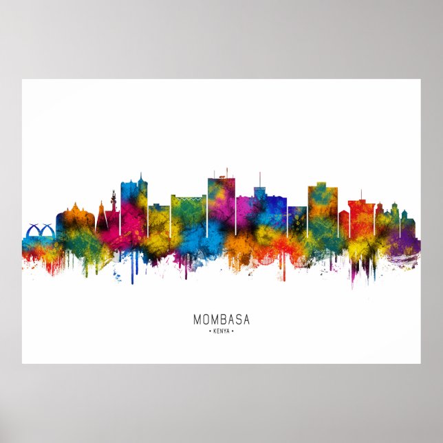 Mombasa Kenya Skyline Poster (Front)